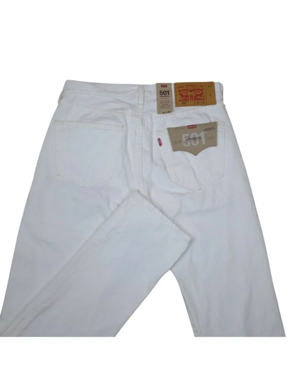 Levis 501 Original White Jeans W31 L34 Straight Leg 100% Cotton